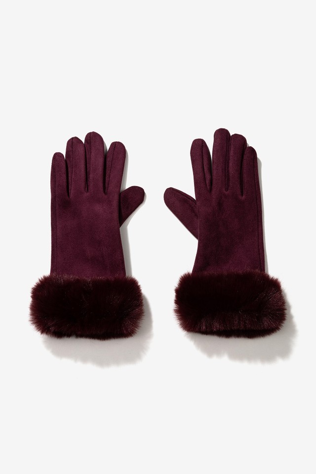 Guantes de piel burdeos