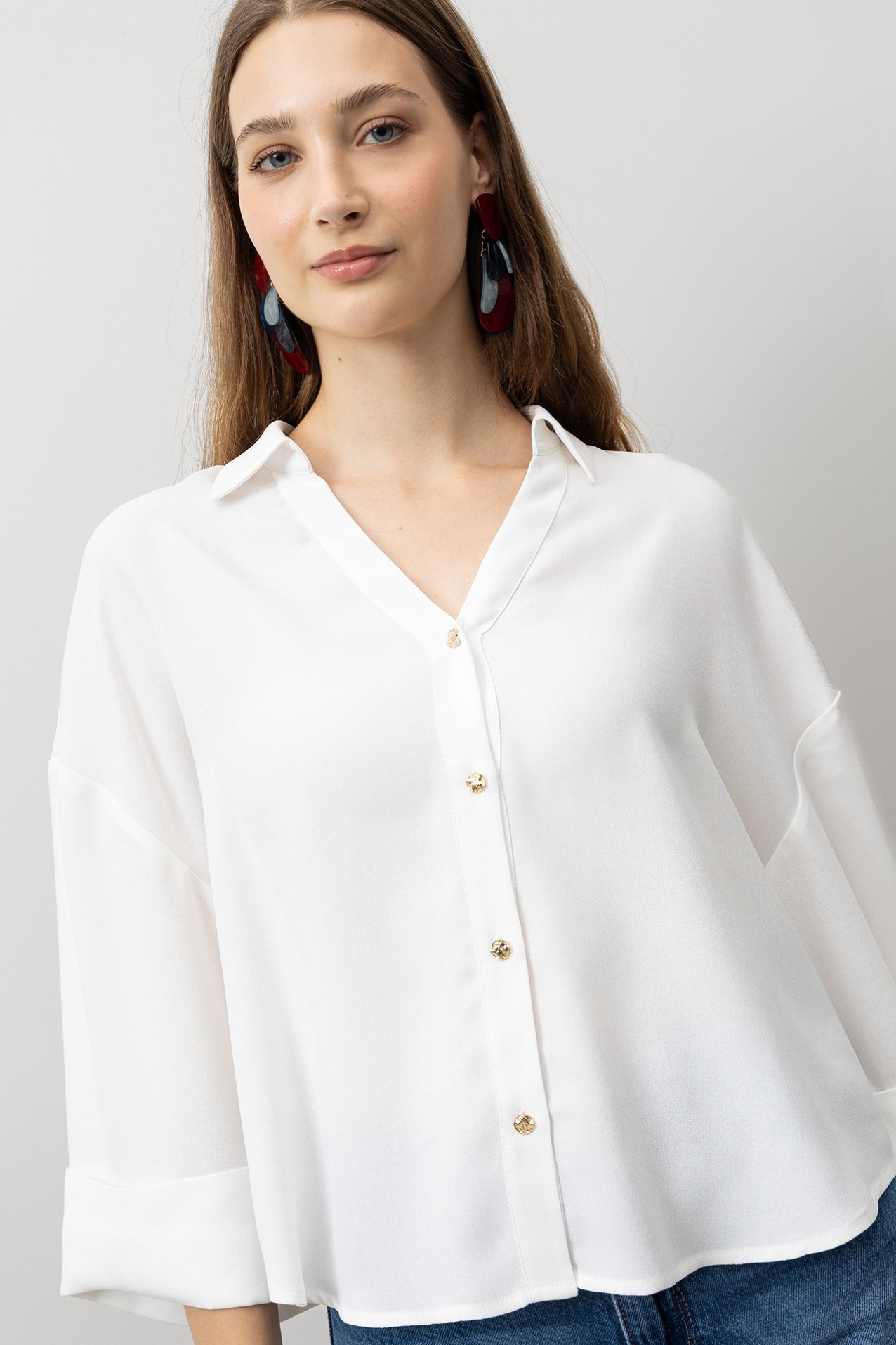 Camisa Relaxed com Botes Metlicos