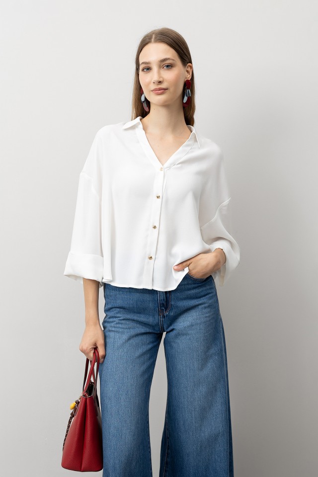 Camisa Relaxed com Botes Metlicos