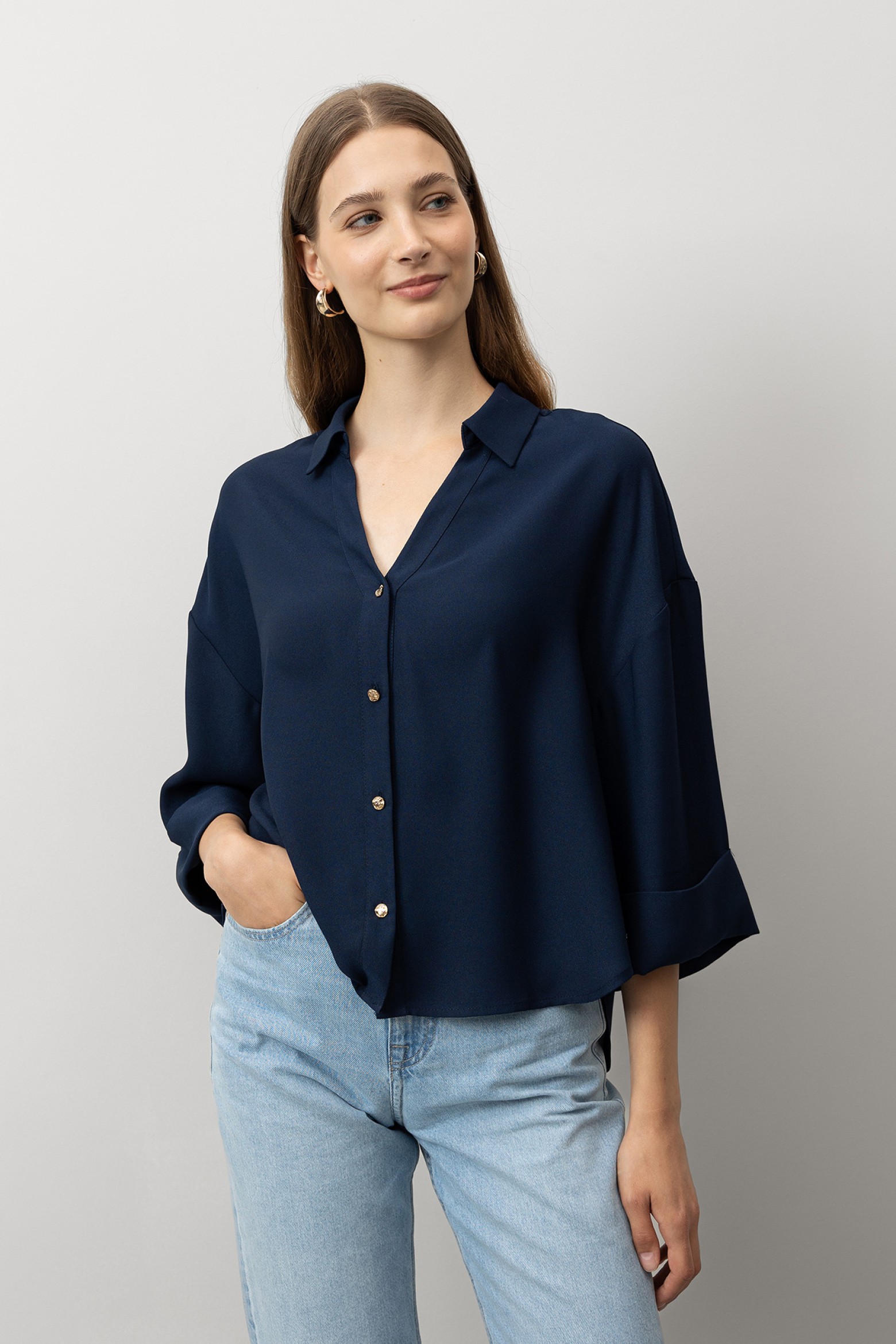 Camisa Relaxed com Botes Metlicos
