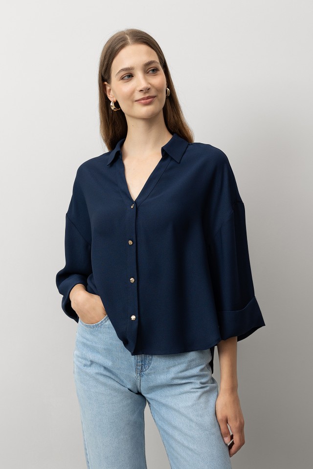 Camisa Relaxed com Botes Metlicos