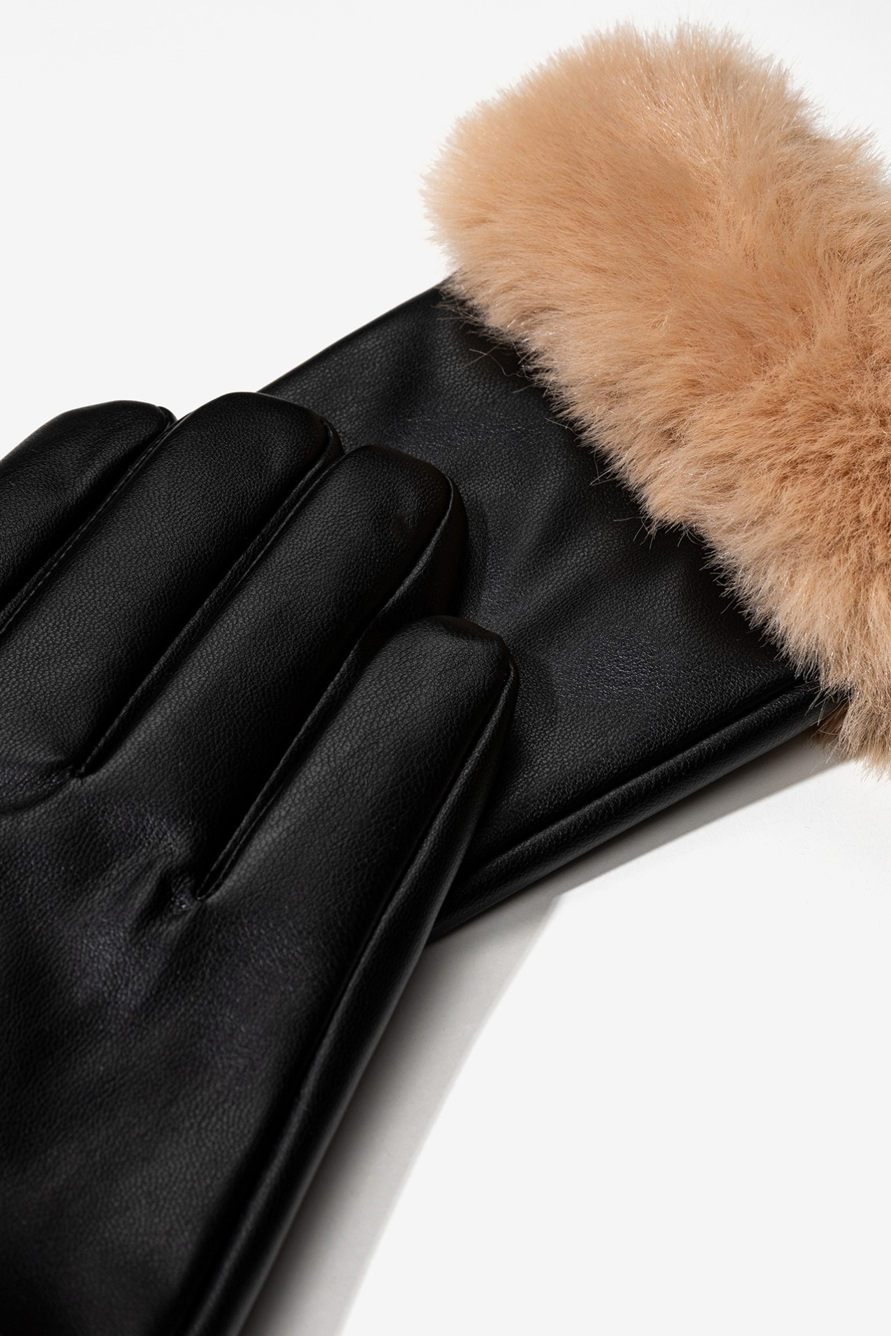 Black Fur-Trimmed Gloves