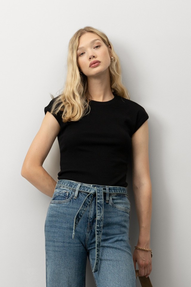 T-shirt Super Slim com Dobra