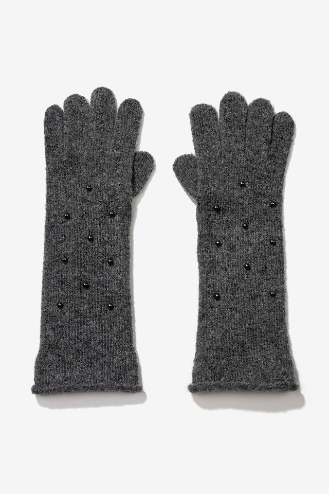 Grey Beaded Gloves