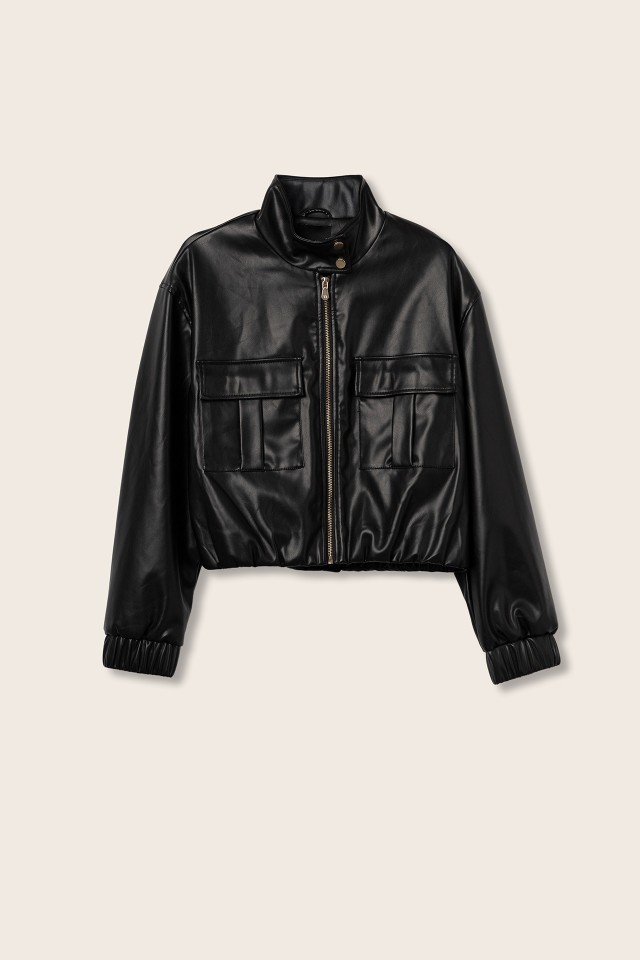 Relaxed Faux Leather Jacket Relaxed Faux Leather Jacket