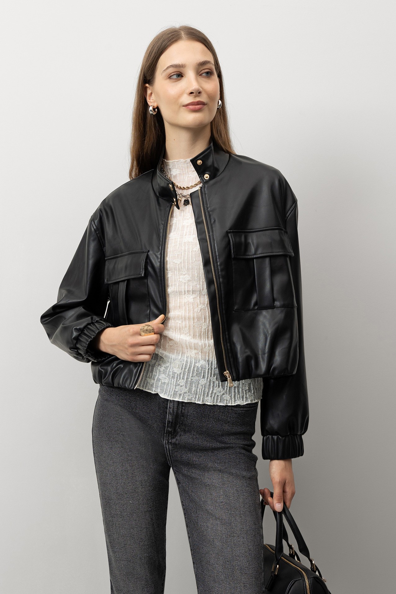 Relaxed Faux Leather Jacket