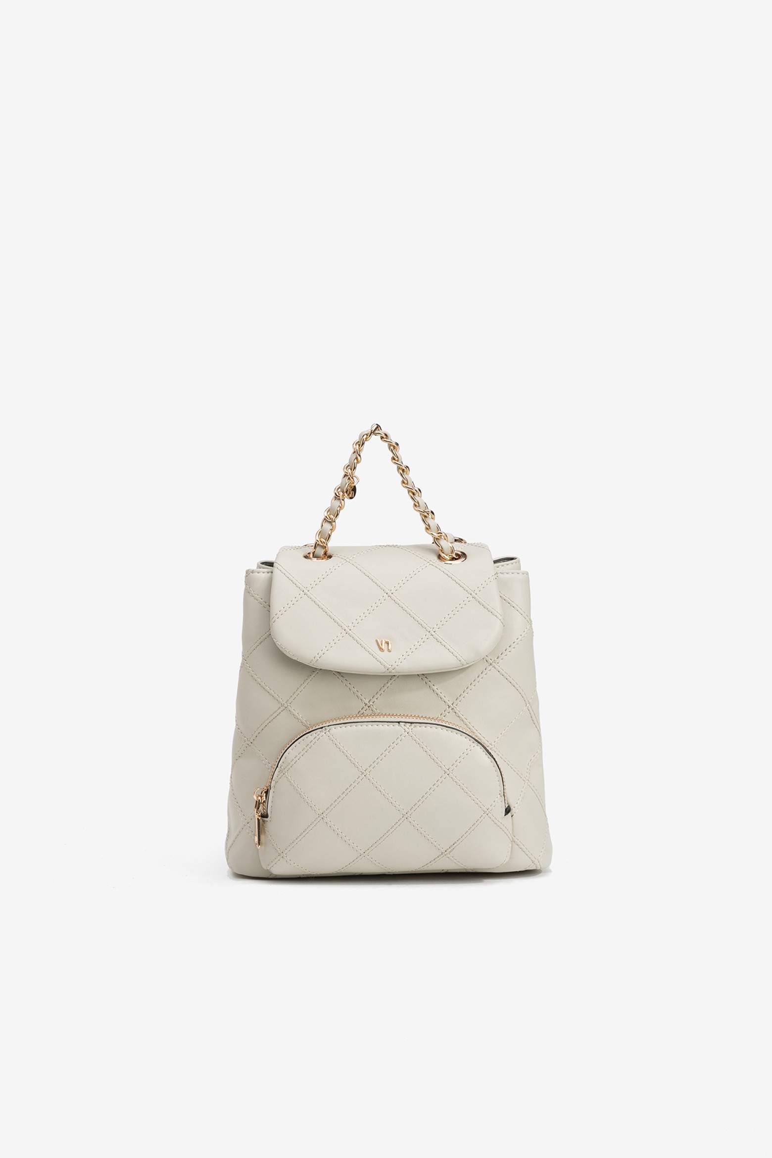 Beige Quilted Backpack