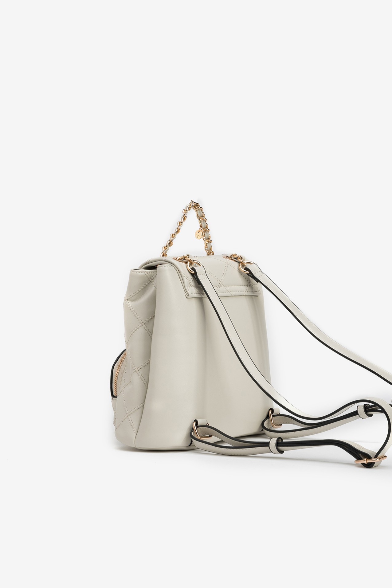 Beige Quilted Backpack