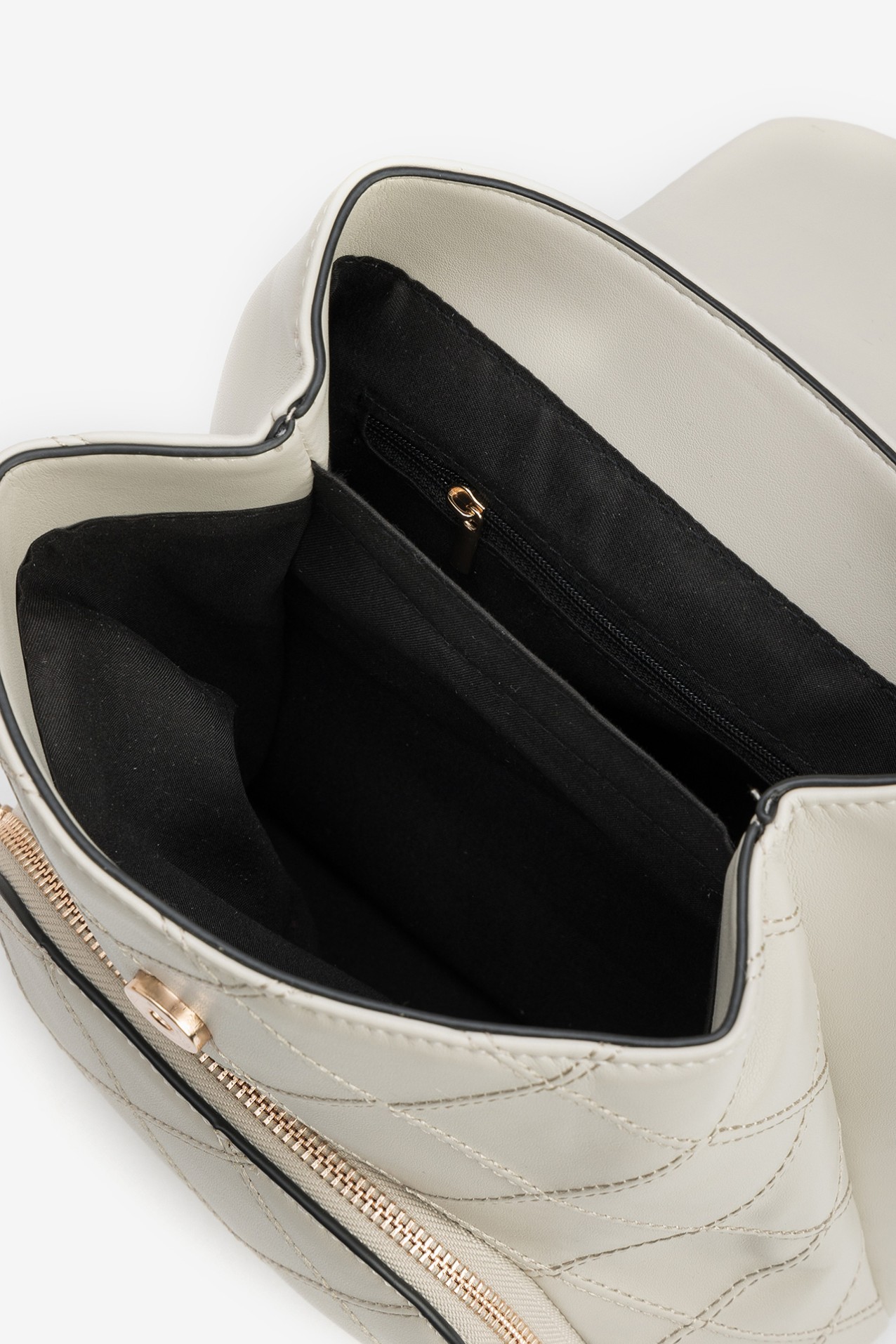 Beige Quilted Backpack