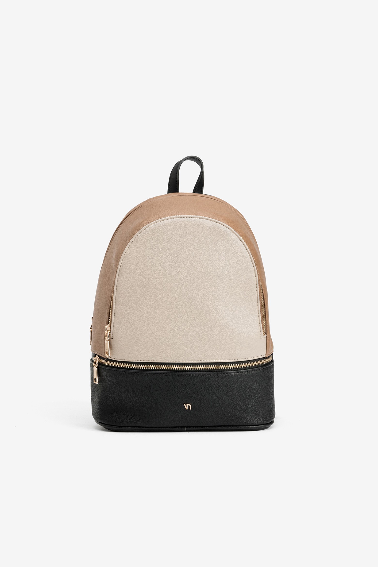 Beige and Black Backpack
