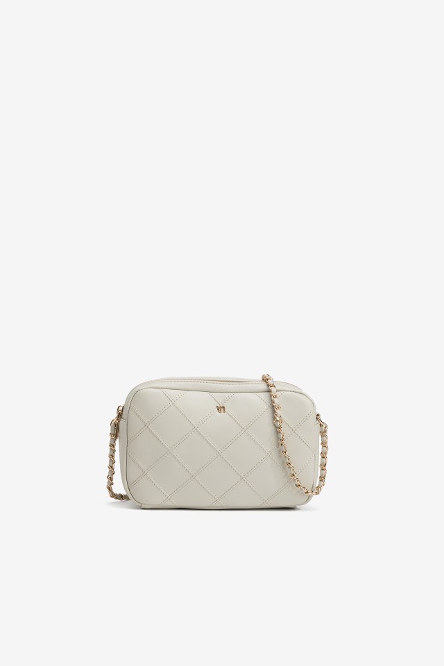 Beige Quilted Crossbody Bag