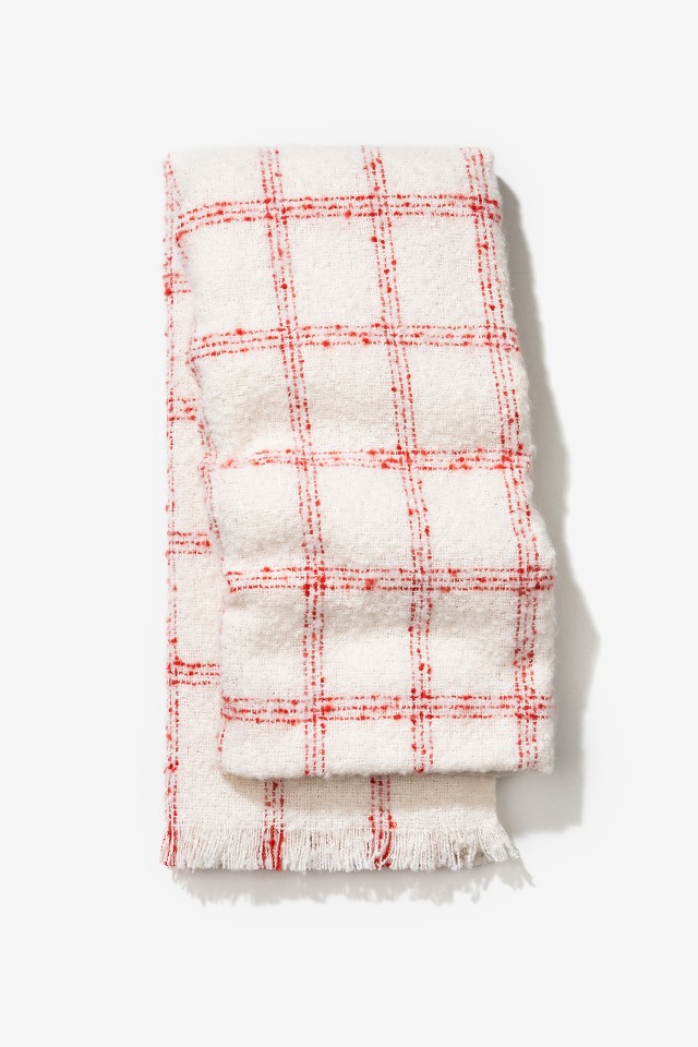 White Plaid Soft Scarf