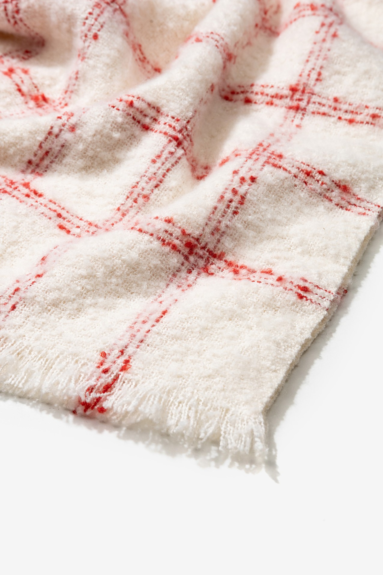 White Plaid Soft Scarf