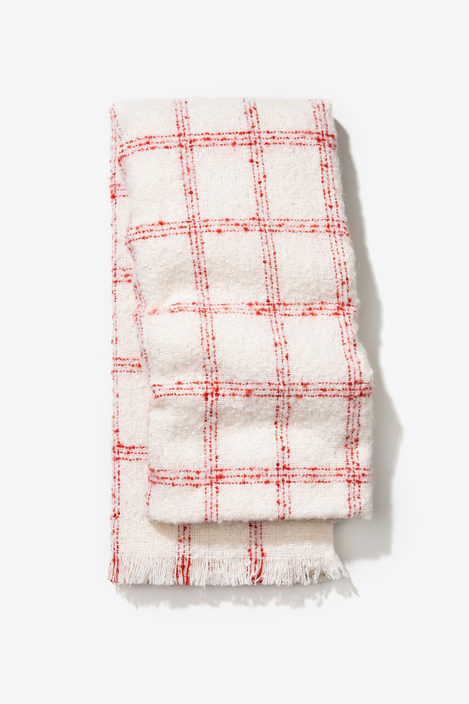 White Plaid Soft Scarf