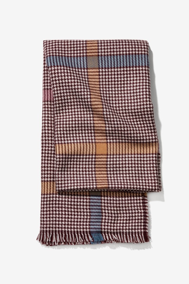 Plaid Burgundy Scarf