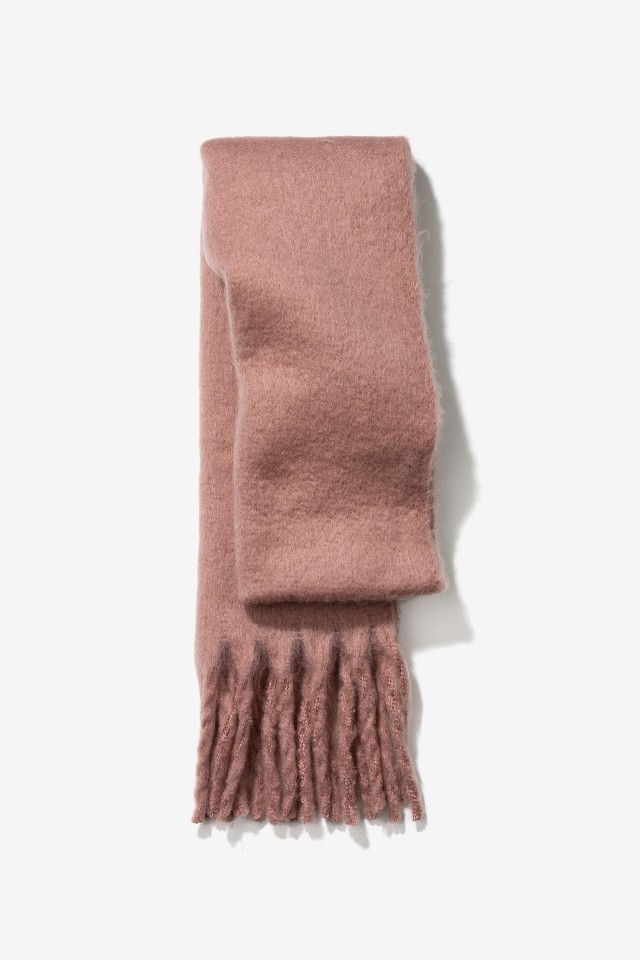 Cachecol Rosa com Franjas