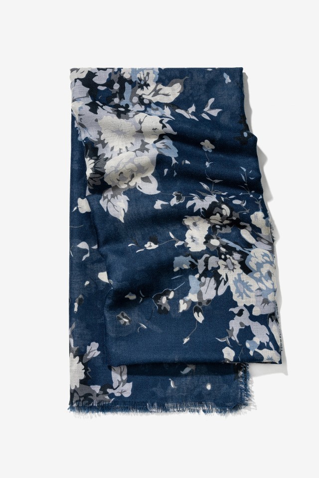 Pauelo floral azul oscuro