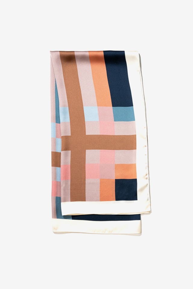 Leno Acetinado Estampado Geomtrico