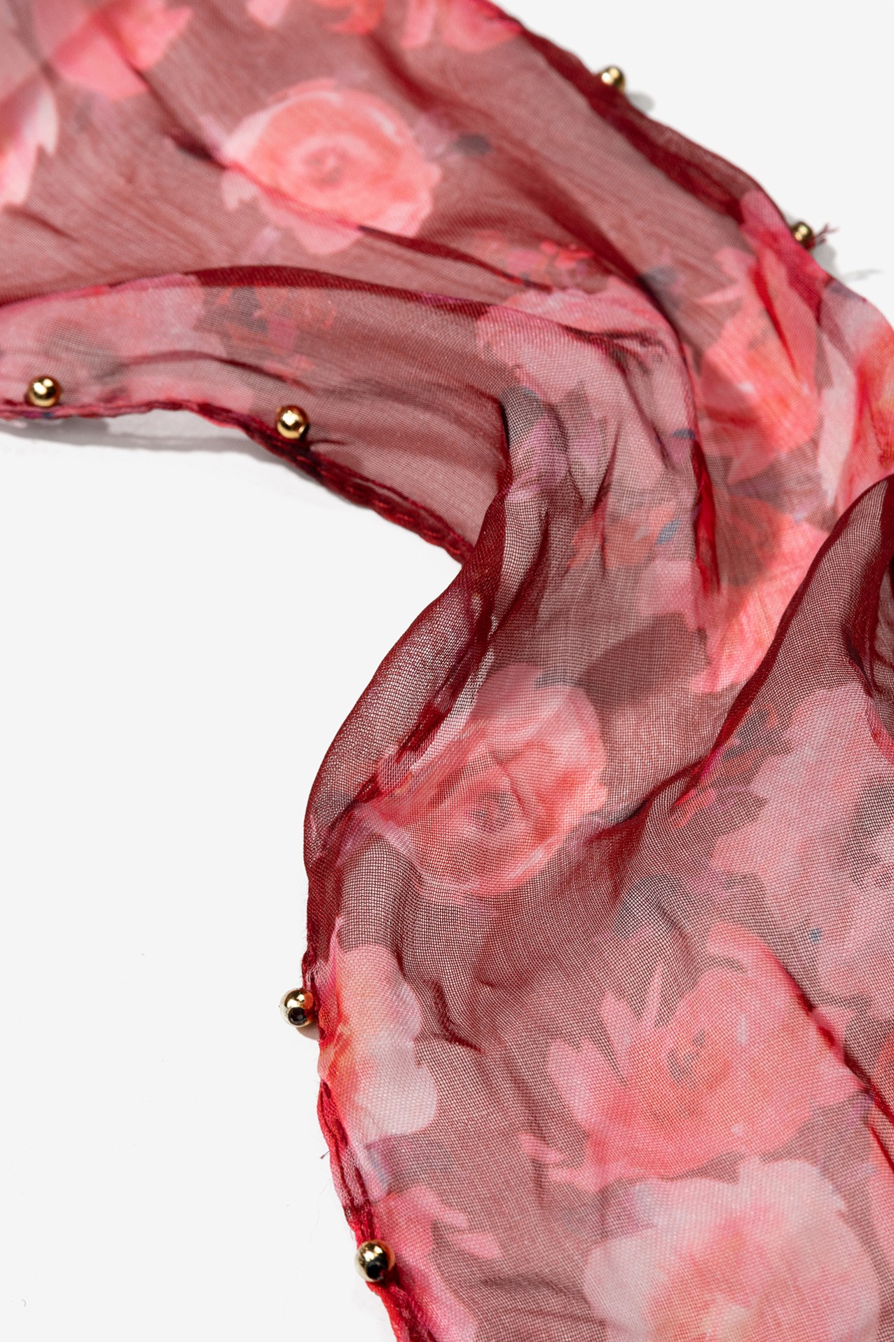 Leno Floral Vermelho Queimado