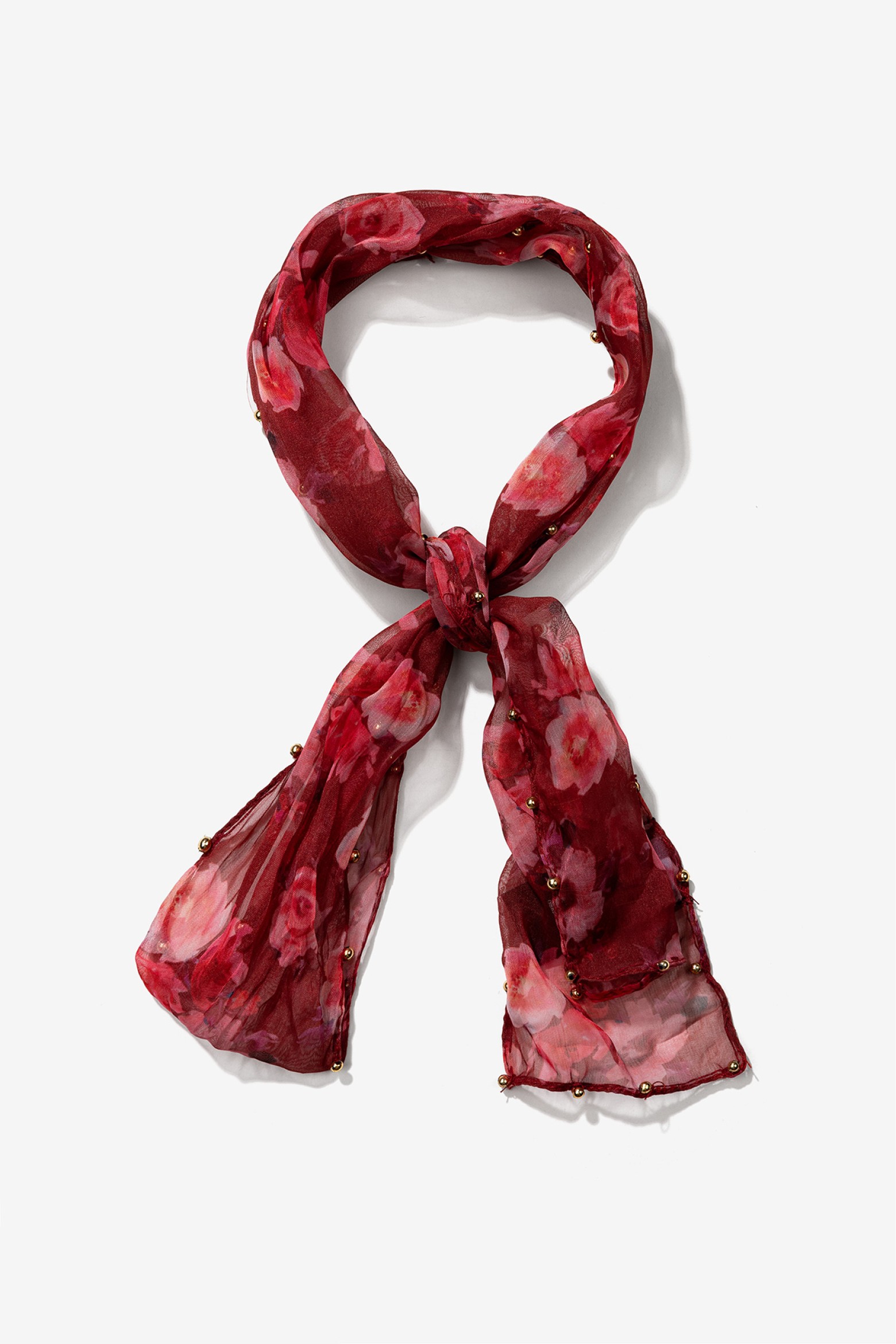 Leno Floral Vermelho Queimado