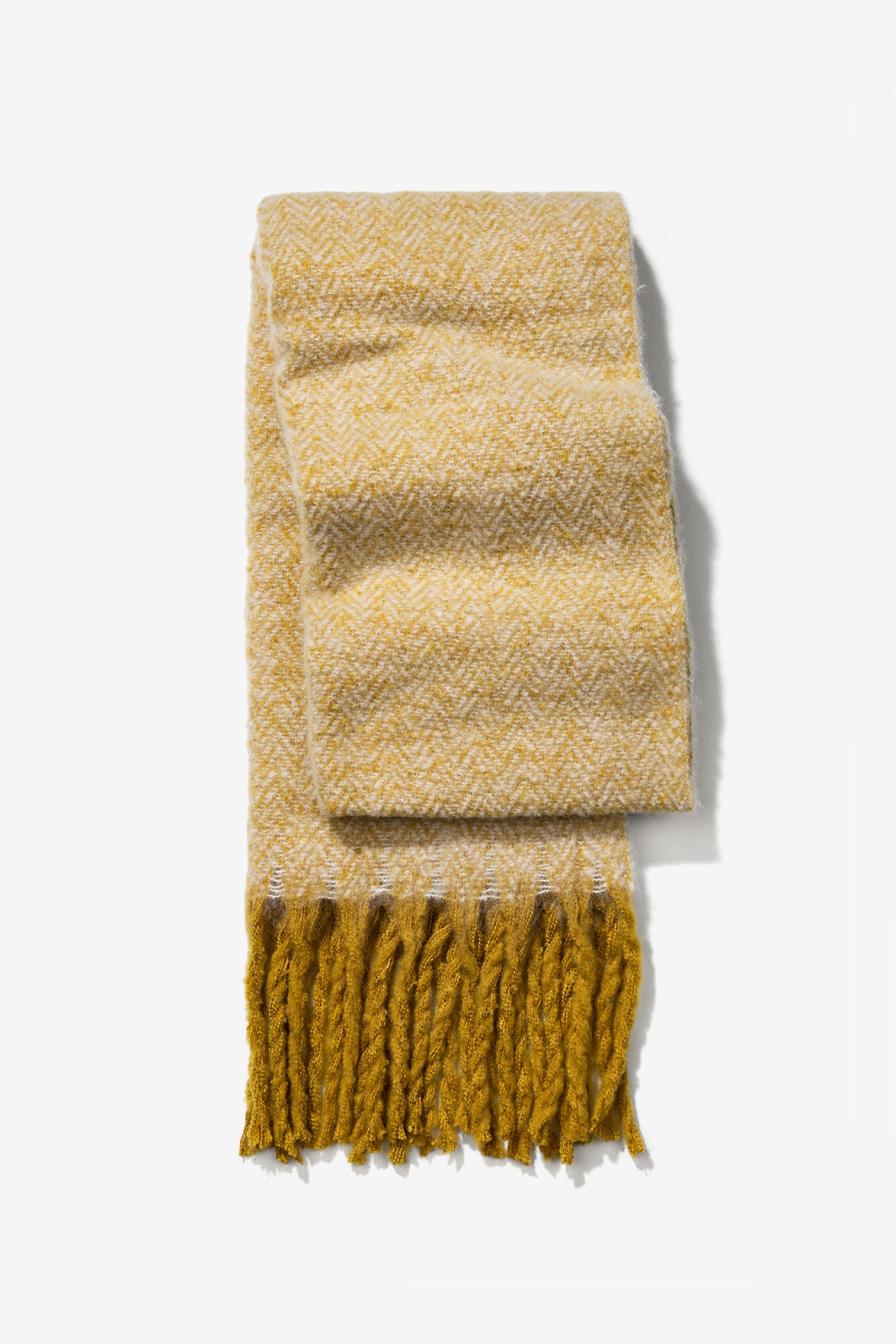 Cachecol Amarelo com Franjas