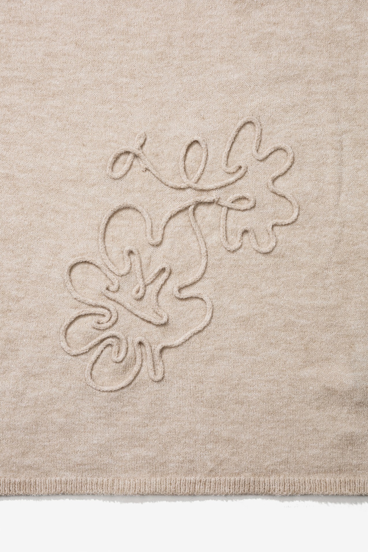 Beige Floral Embroidered Scarf