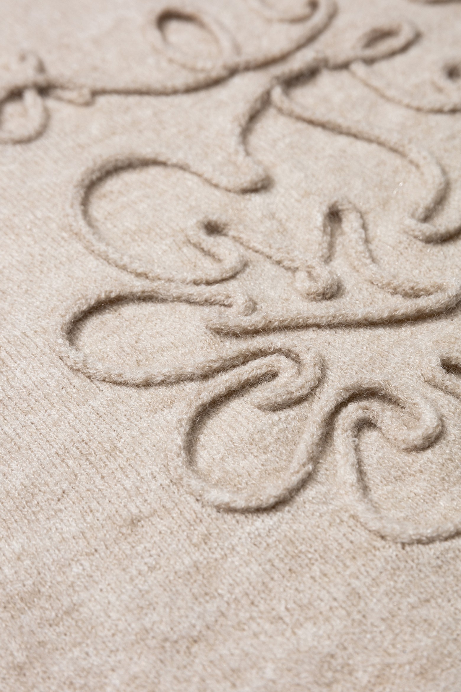 Beige Floral Embroidered Scarf