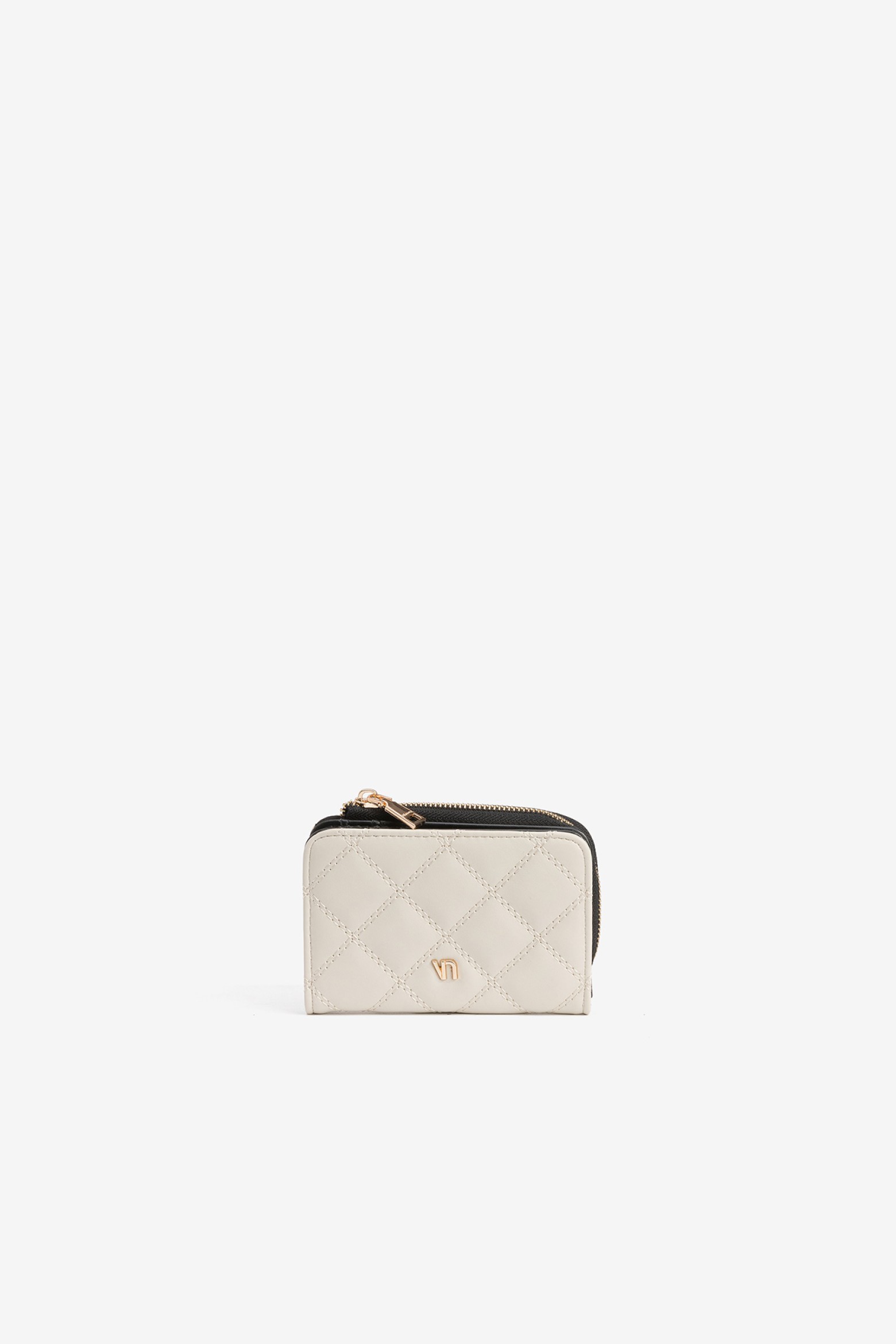 Porta-moedas bege acolchoado