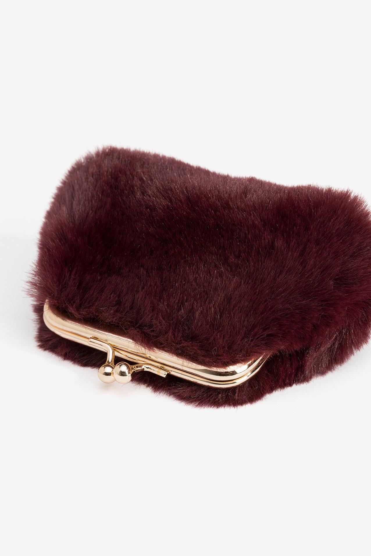 Porta-moedas peludo vinho