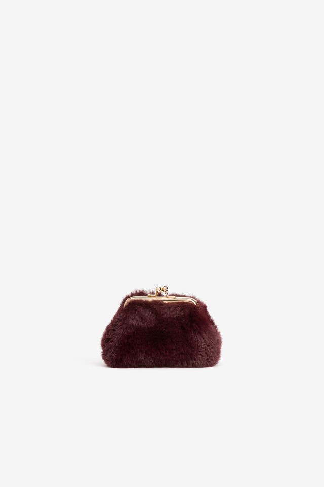 Porta-moedas peludo vinho