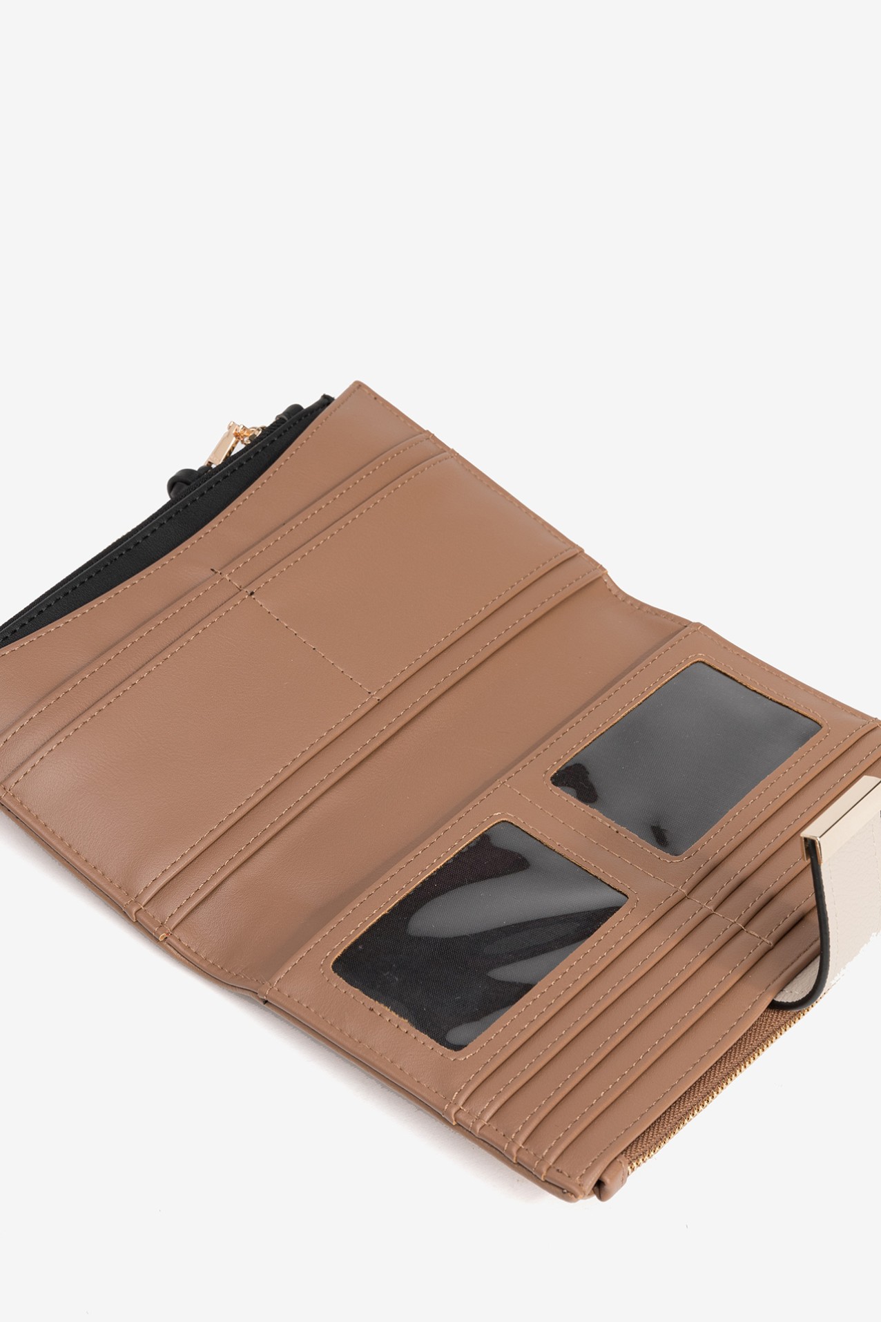 Tricolor Leather Effect Coin Purse