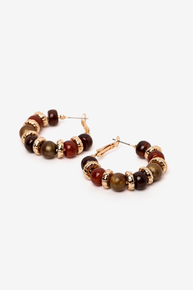 Golden Beaded Hoop Earrings