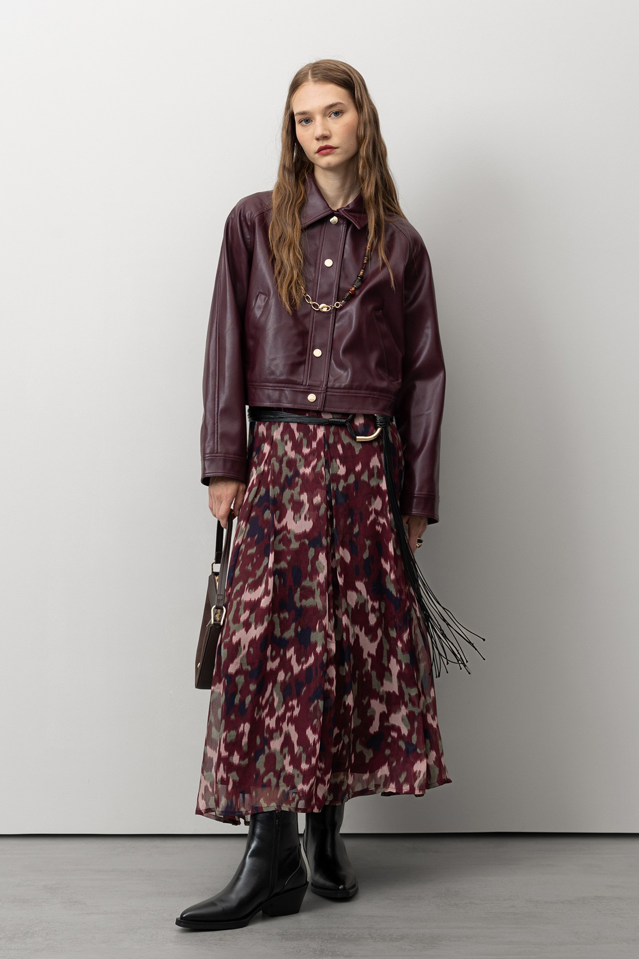 Printed Flared Midi Skirt