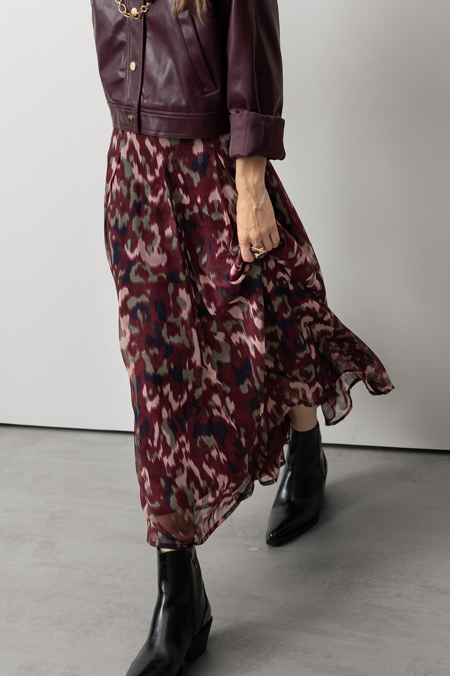 Falda Midi Evase Estampada