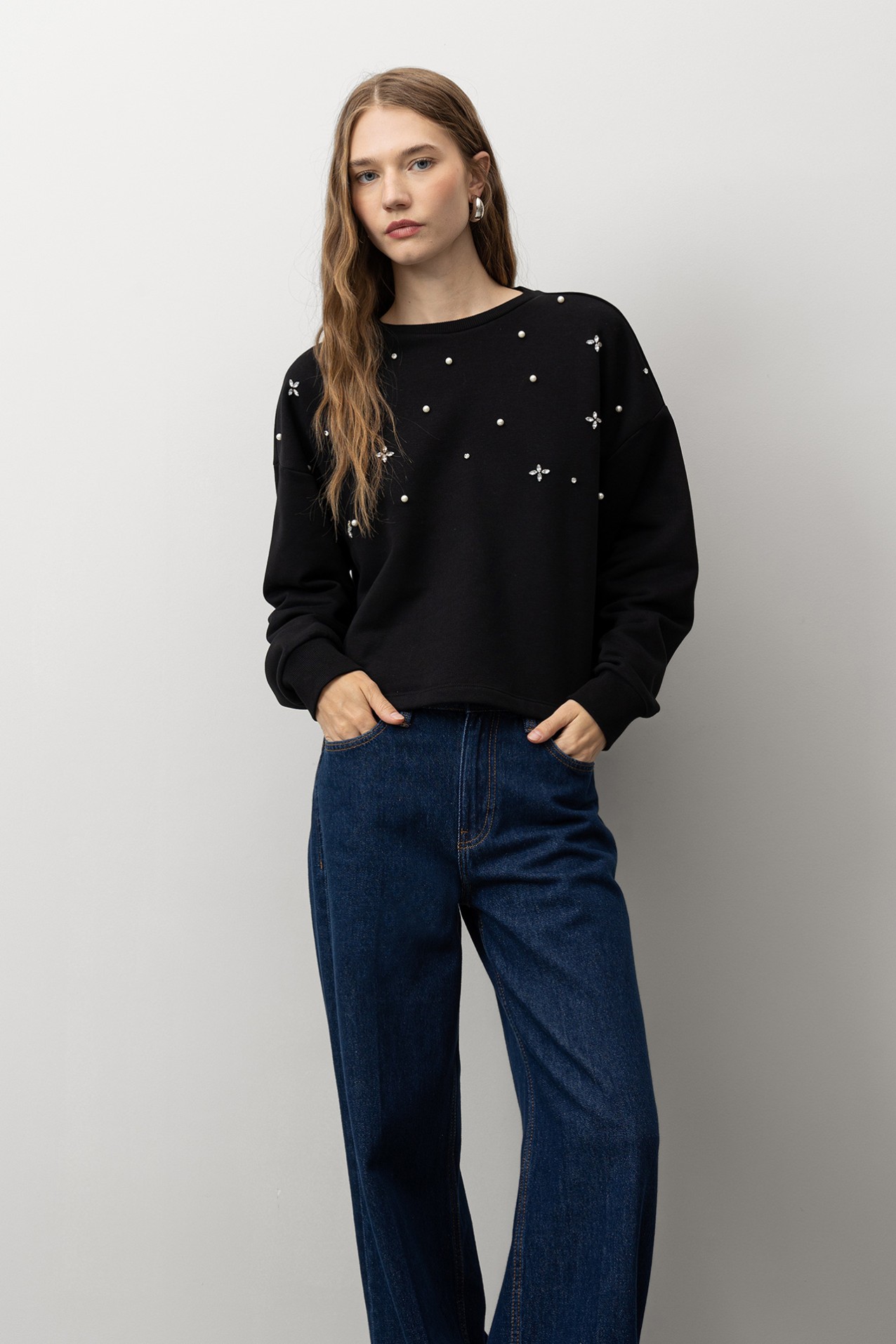Oversized Sweatshirt with Jewels