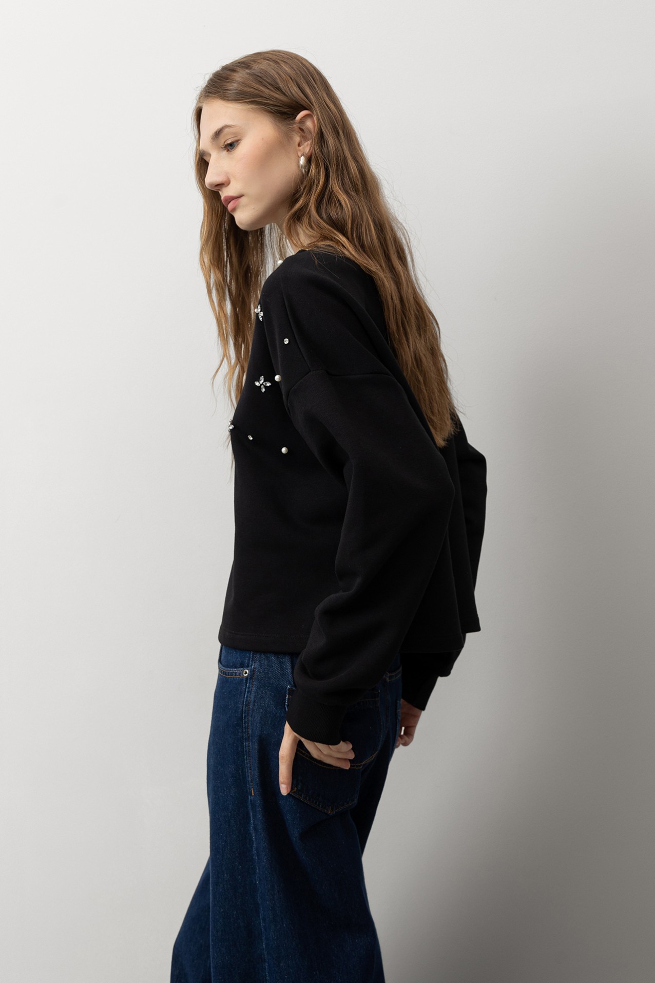Oversized Sweatshirt with Jewels