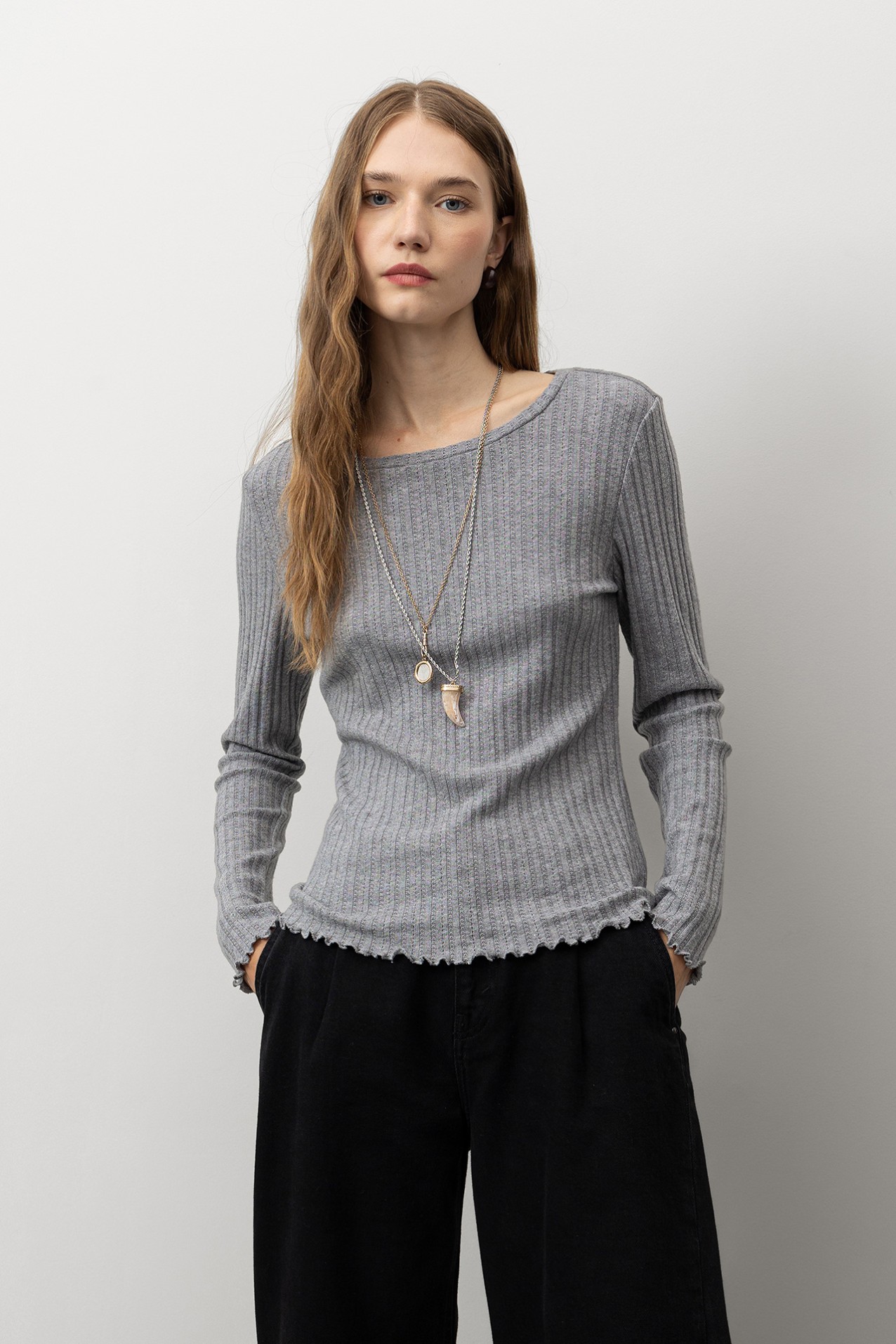 Ribbed Long Sleeve T-shirt