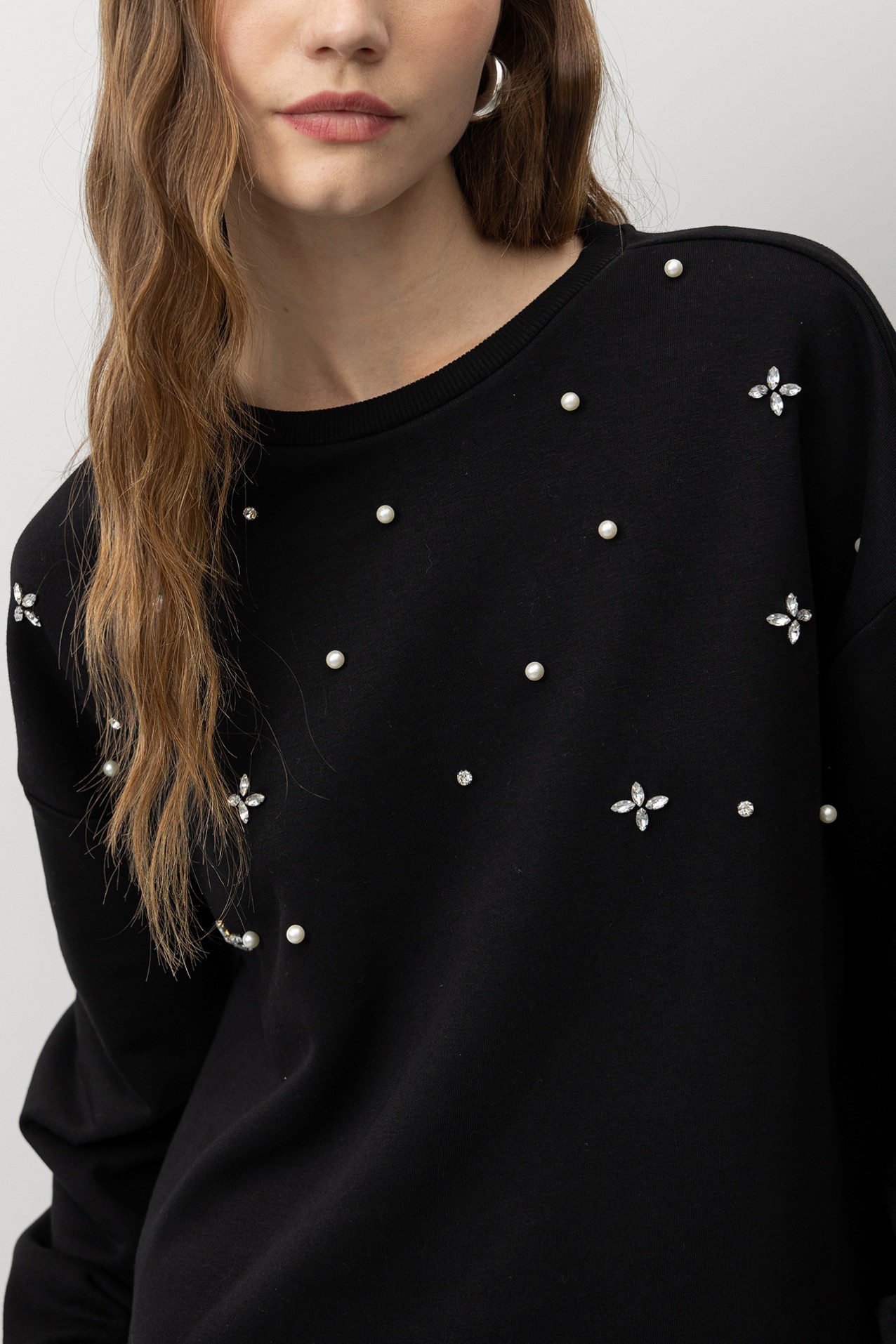 Oversized Sweatshirt with Jewels