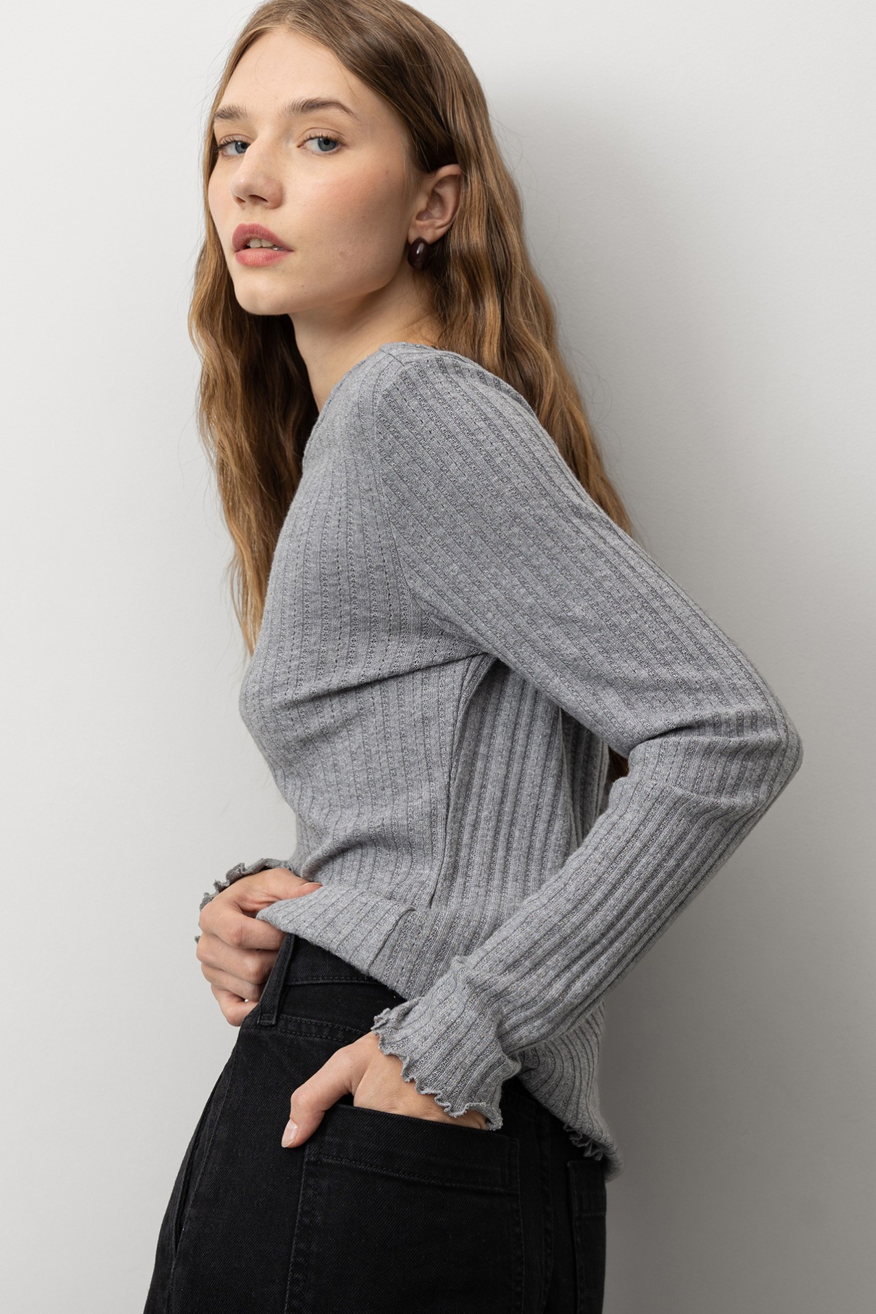 Ribbed Long Sleeve T-shirt