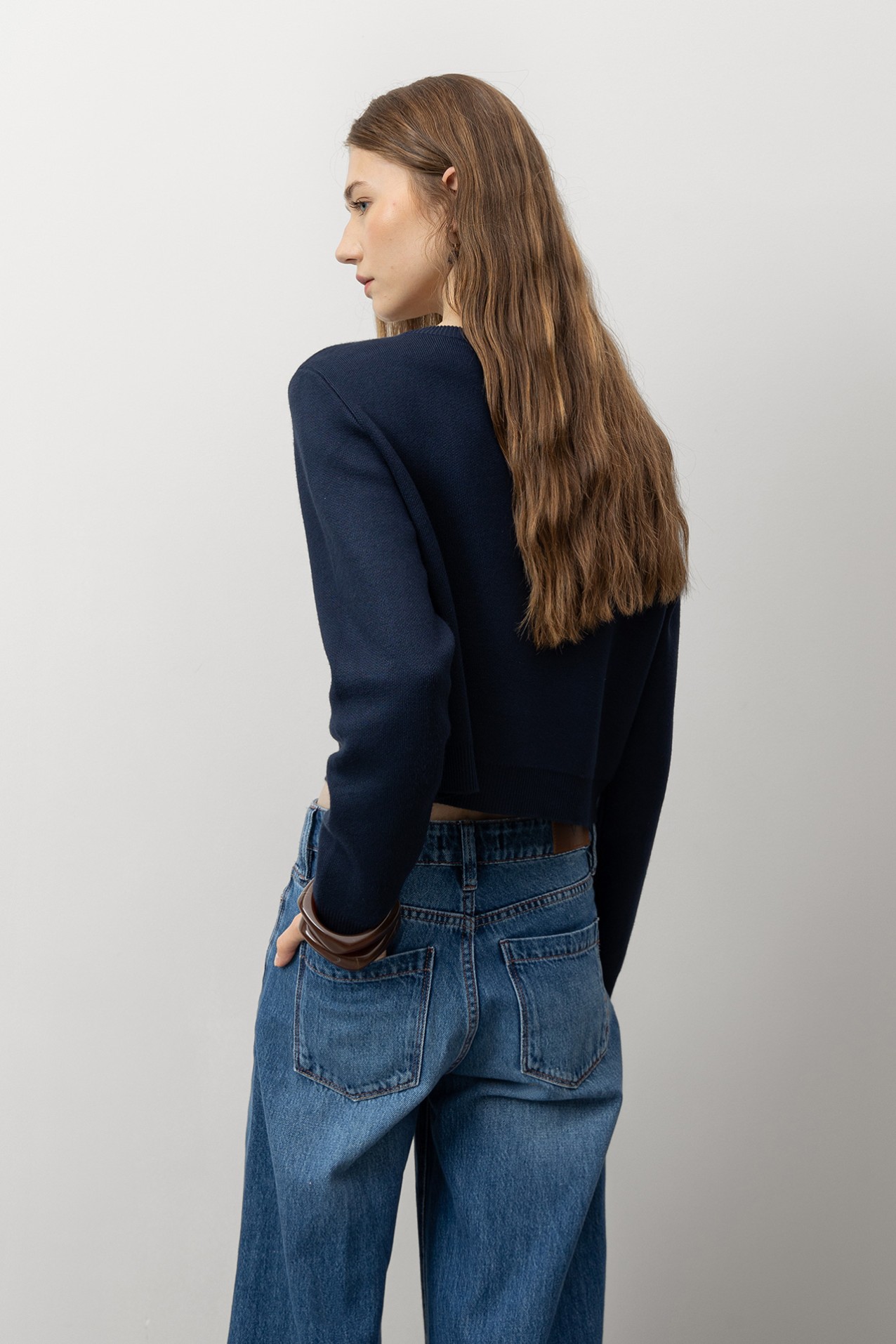 Navy Blue Knit Cardigan