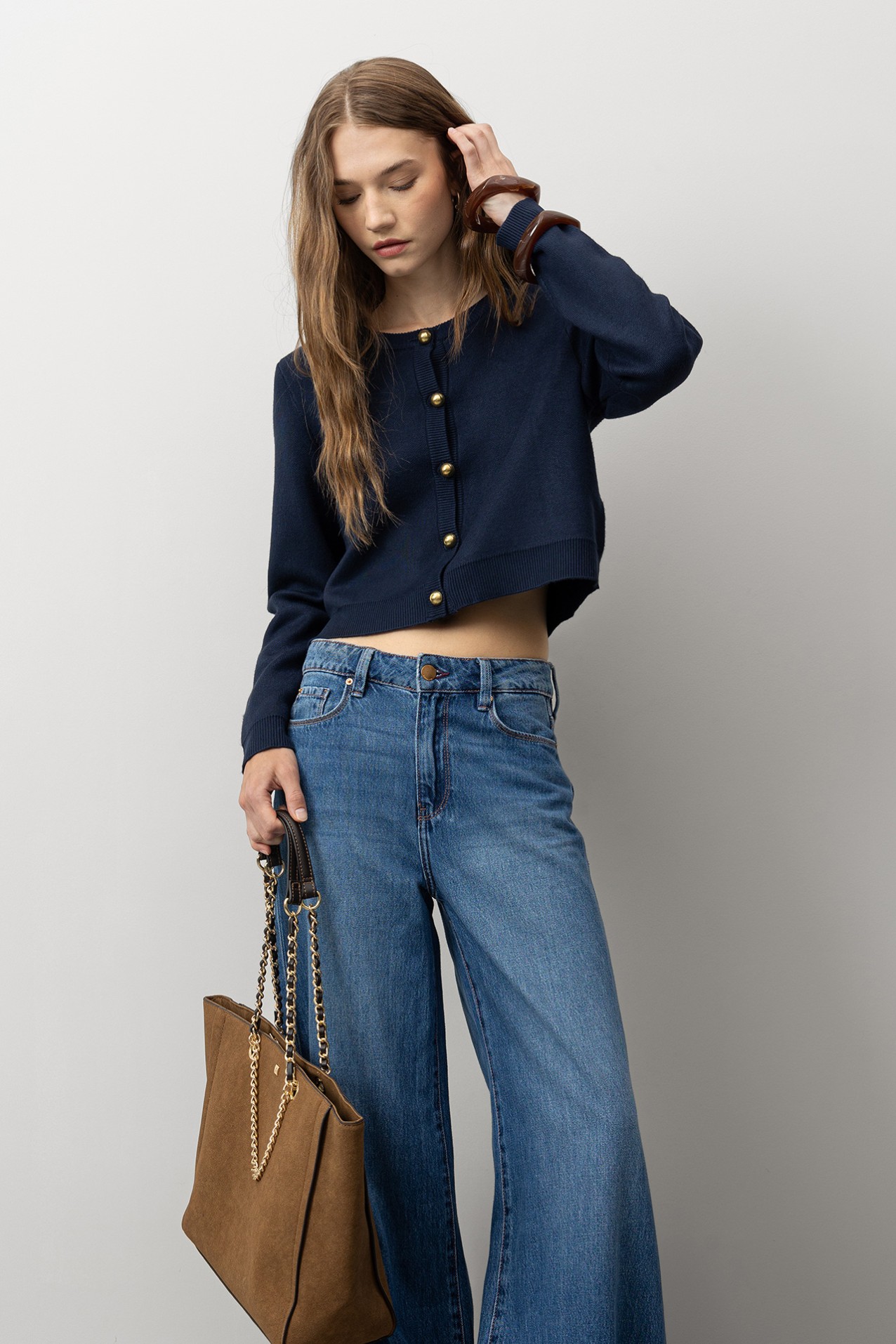 Navy Blue Knit Cardigan