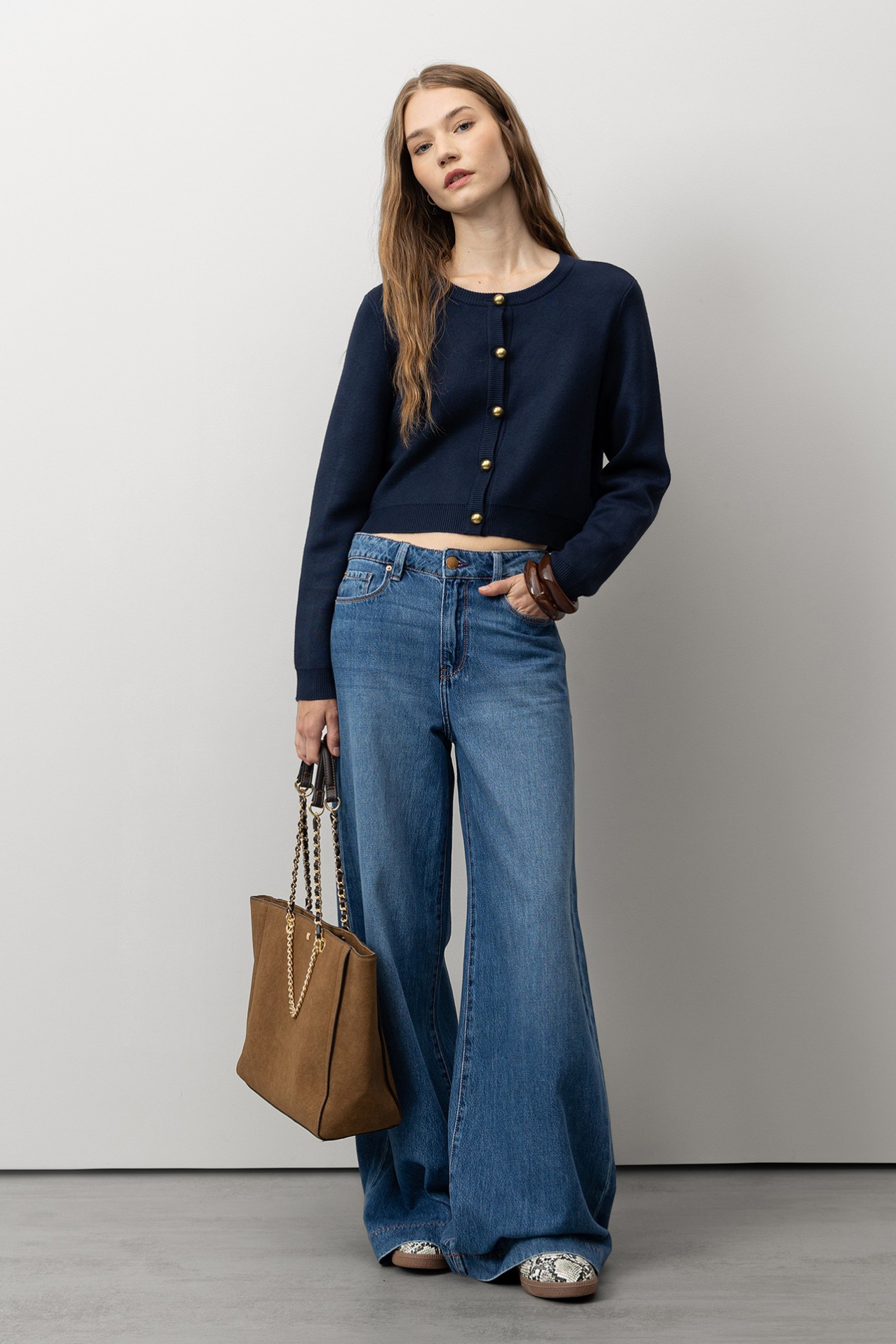 Navy Blue Knit Cardigan