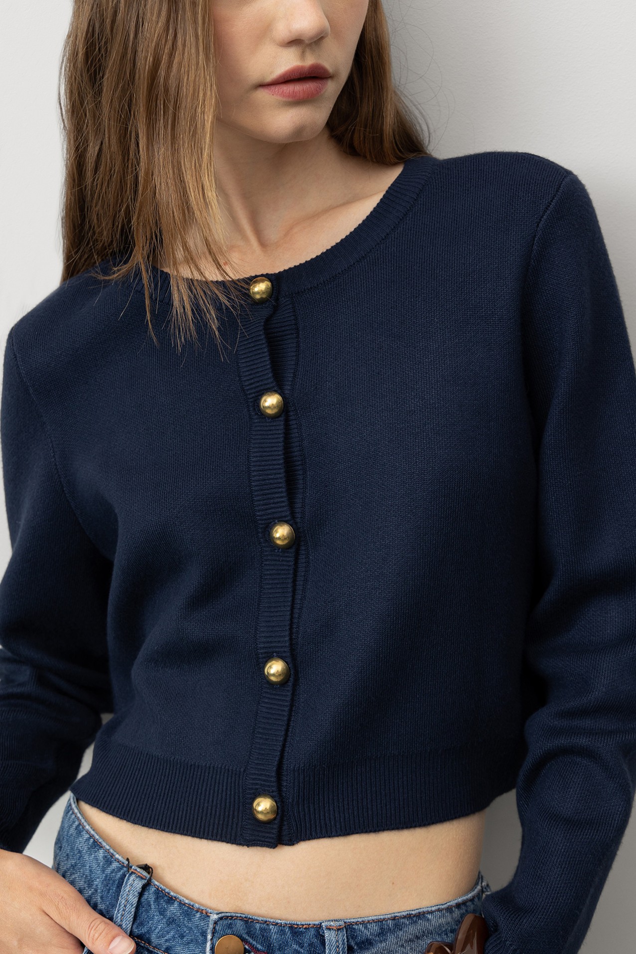 Navy Blue Knit Cardigan