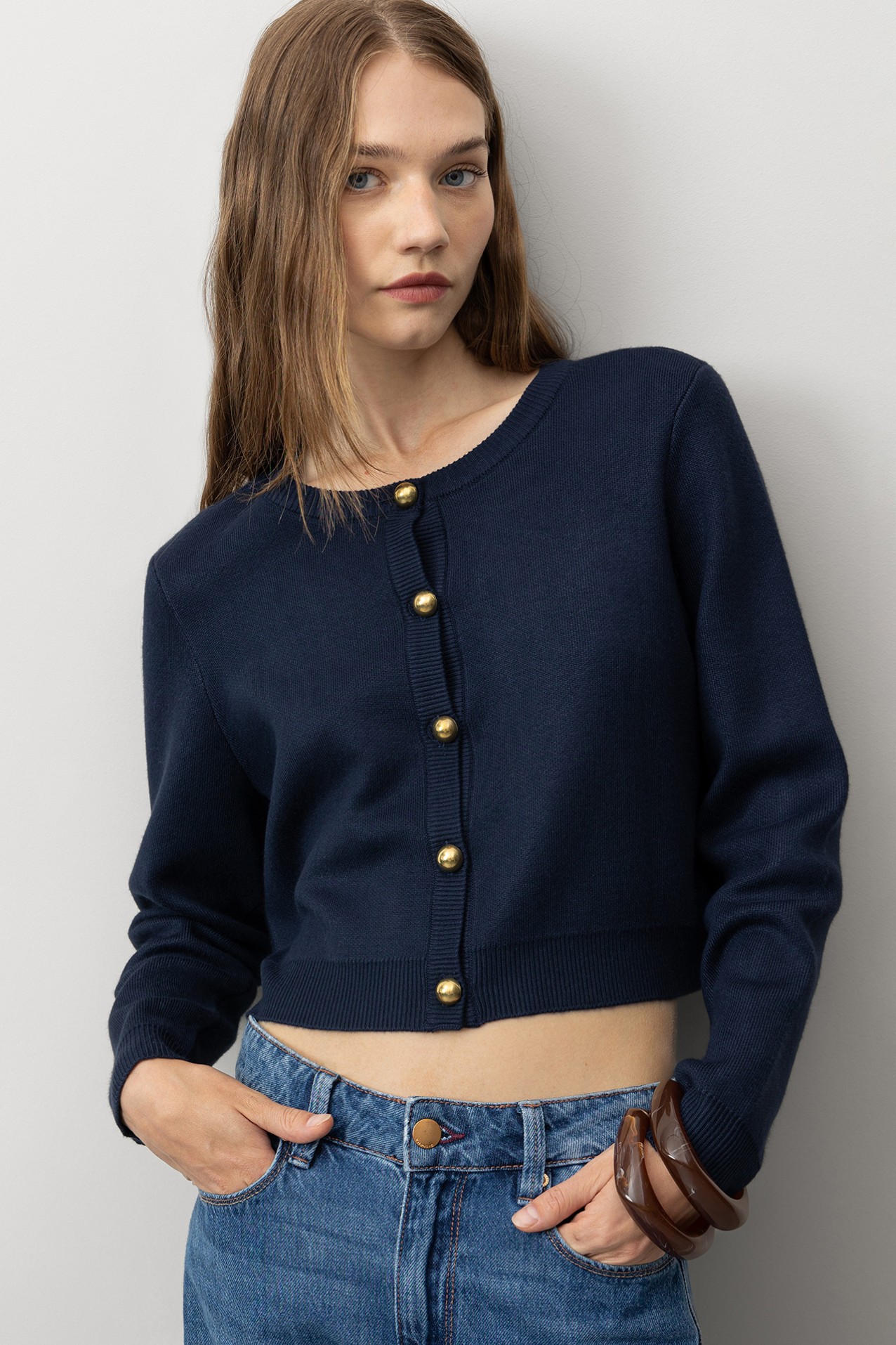 Navy Blue Knit Cardigan