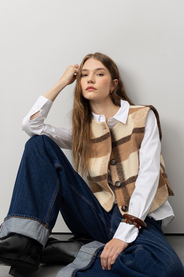 Colete Relaxed Fit Xadrez