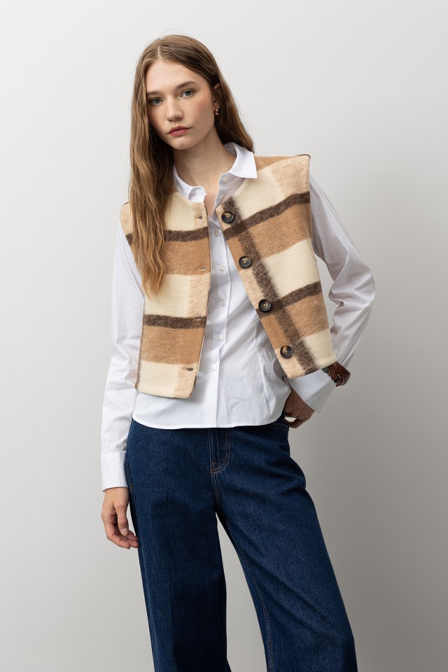 Chaleco Cuadro Corte Relaxed Chaleco Cuadro Corte Relaxed