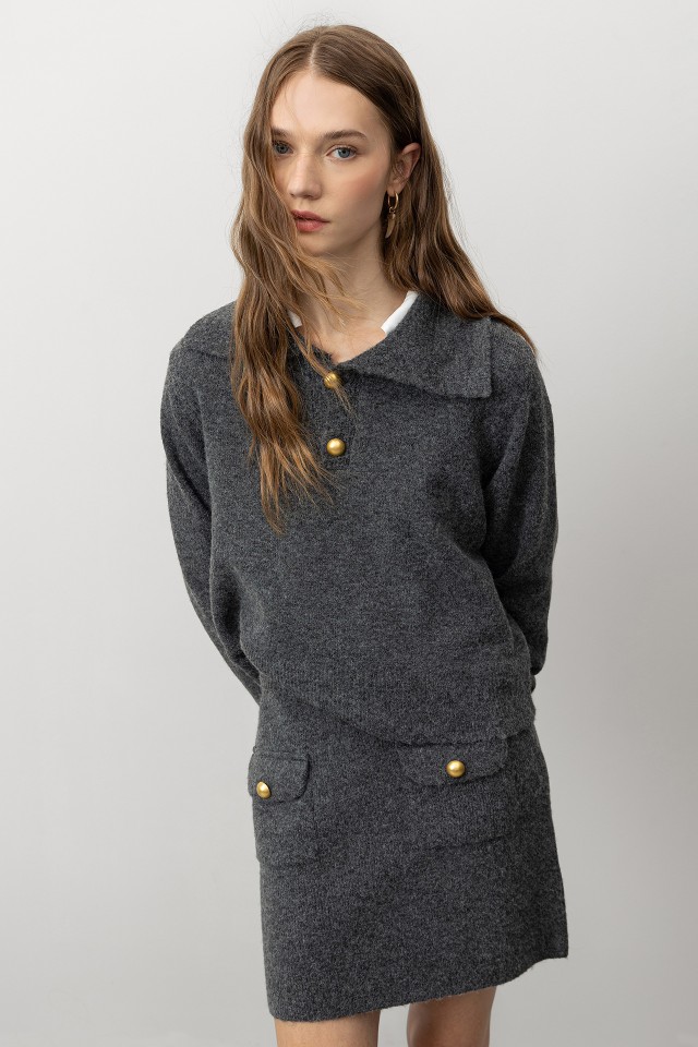 Knit Skirt with Pockets