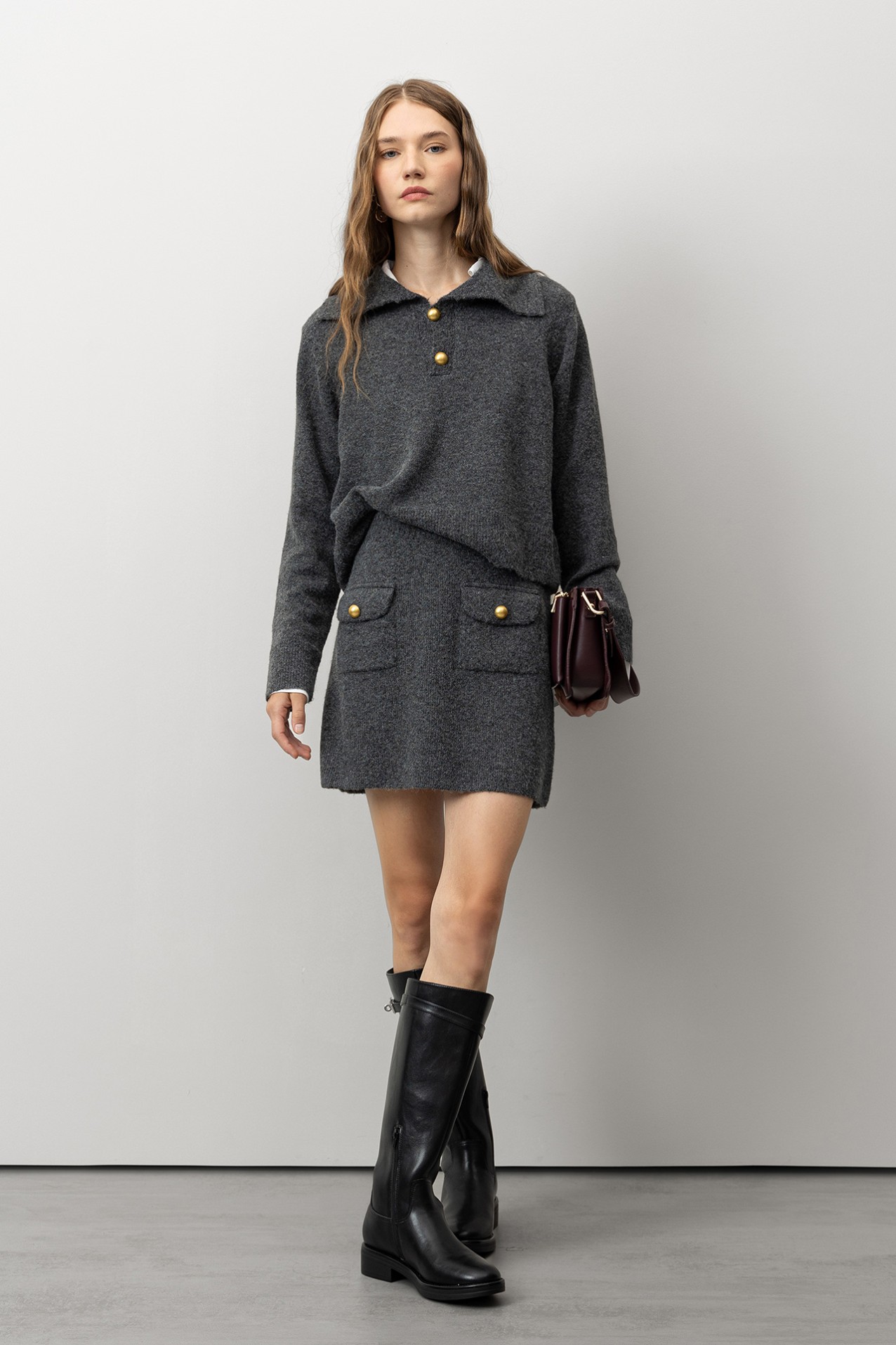 Knit Skirt with Pockets