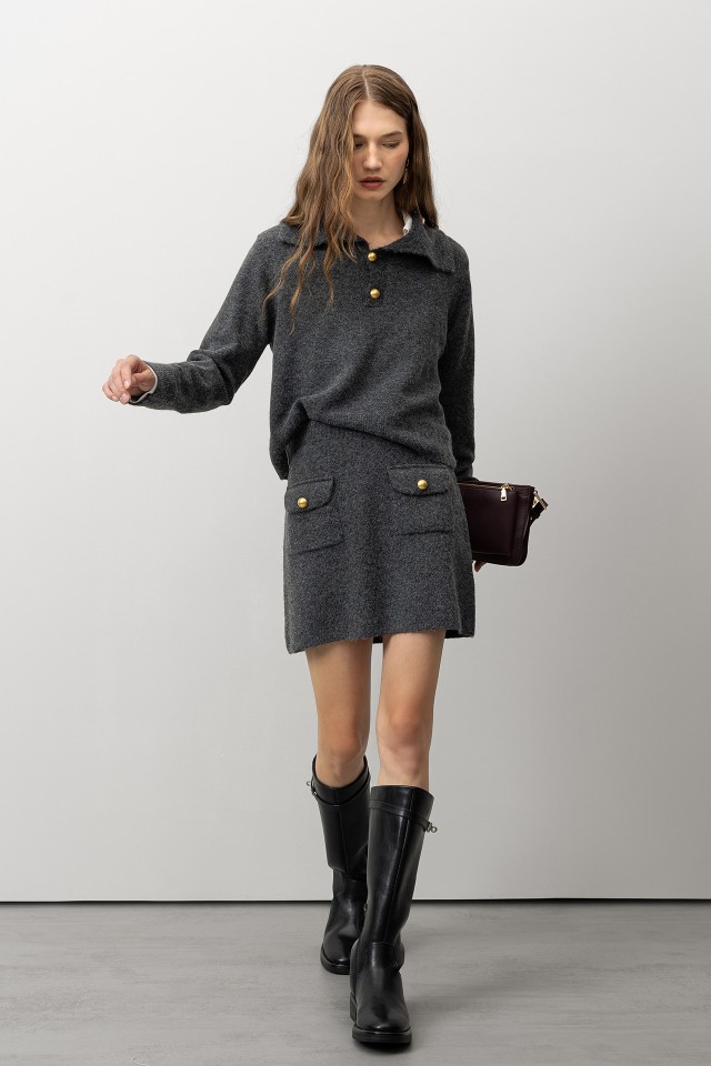 Saia de Malha com Bolsos Saia de Malha com Bolsos