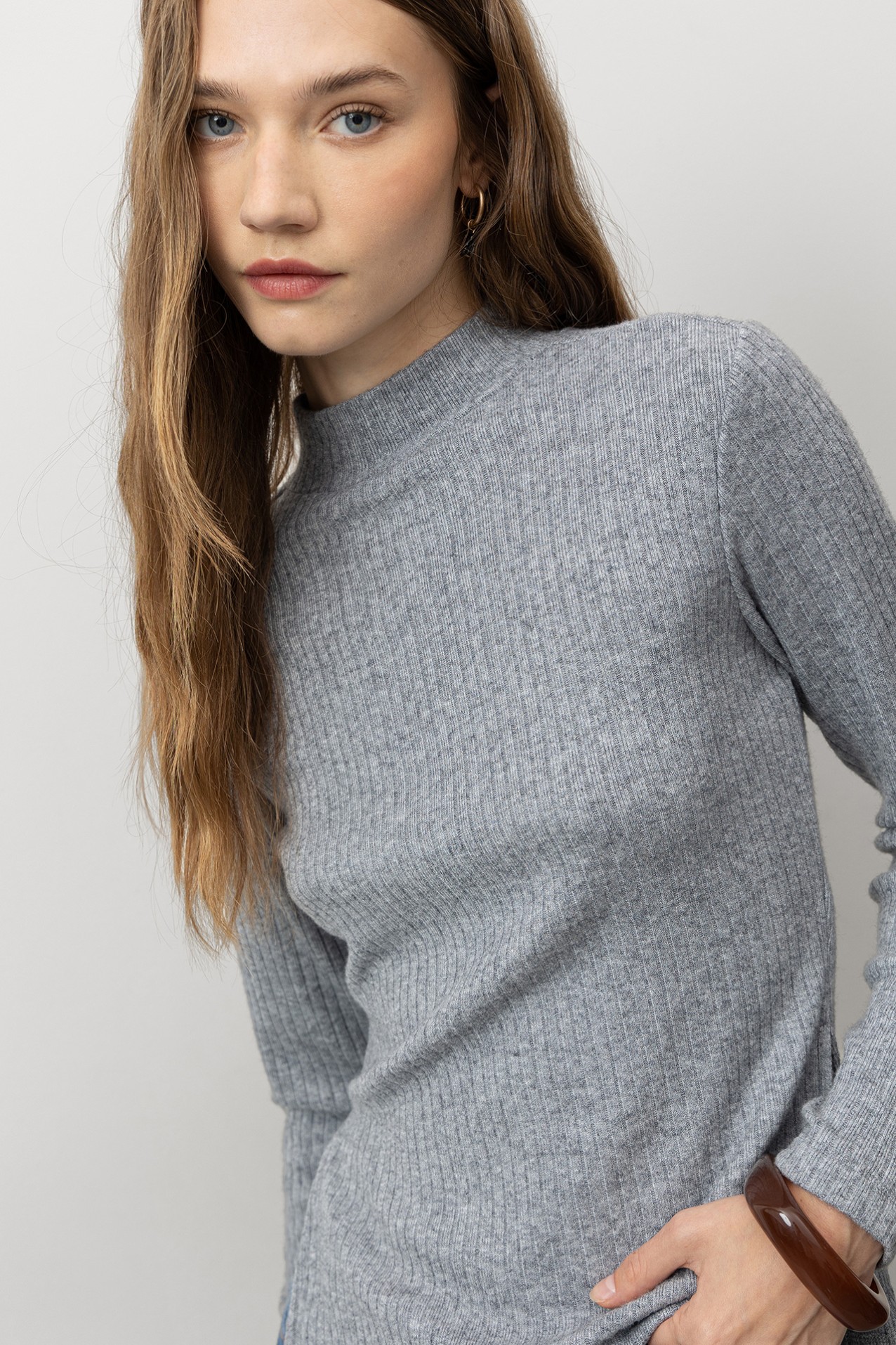 Slim T-shirt with High Neck